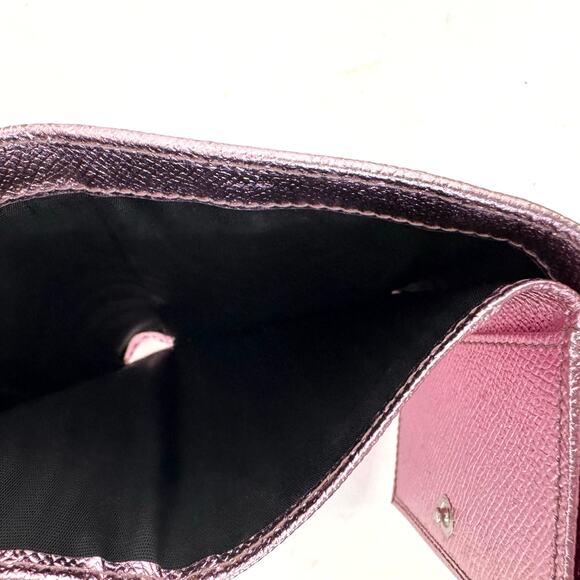 Dolce and Gabbana Trifold Metallic Dauphine Leather Small Wallet w/ Crystal Logo - Picture 8 of 13